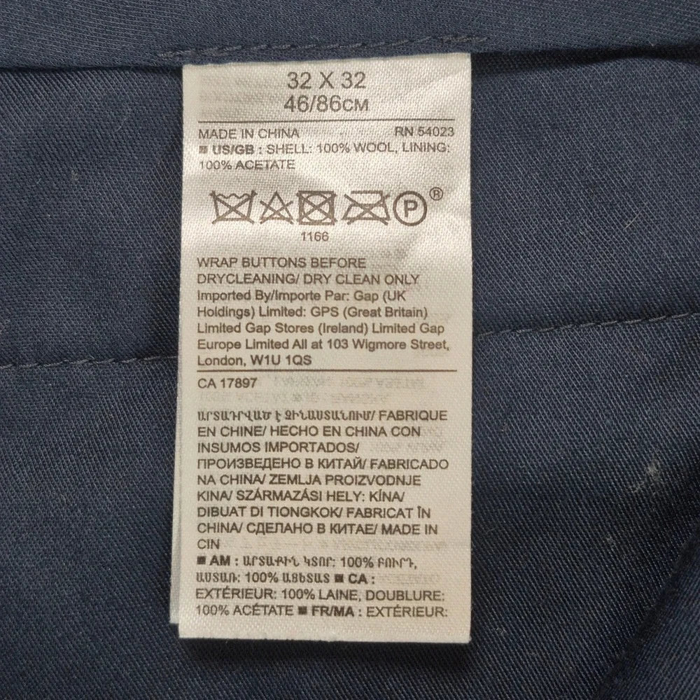 Banana Republic Dress Pants Mens 32x32 Blue Black Houndstooth Wool Tapered Fit